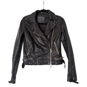 ALLSAINTS Caden Leather Biker Jacket Black US 2